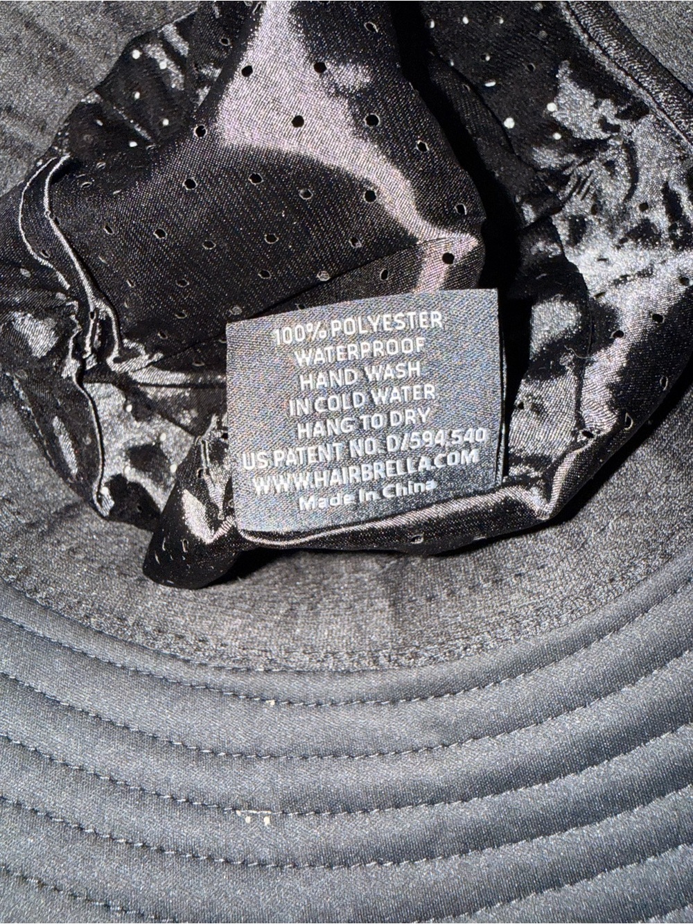 Hairbrella Black Wide Brim Rain Bucket Hat - Picture 2 of 3